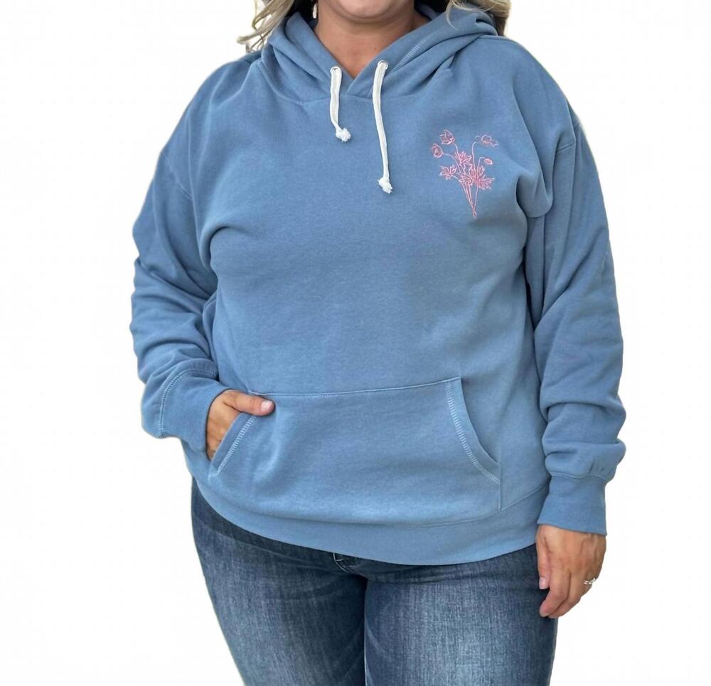 NEW SIMPLY SOUTHERN good things embroidered hoodie in blue